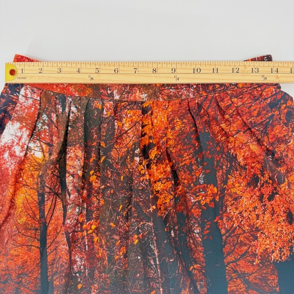 Boho Modcloth Fervour Forest Pleated ALine Skirt Cottagecore Orange Red Large - Picture 7 of 11